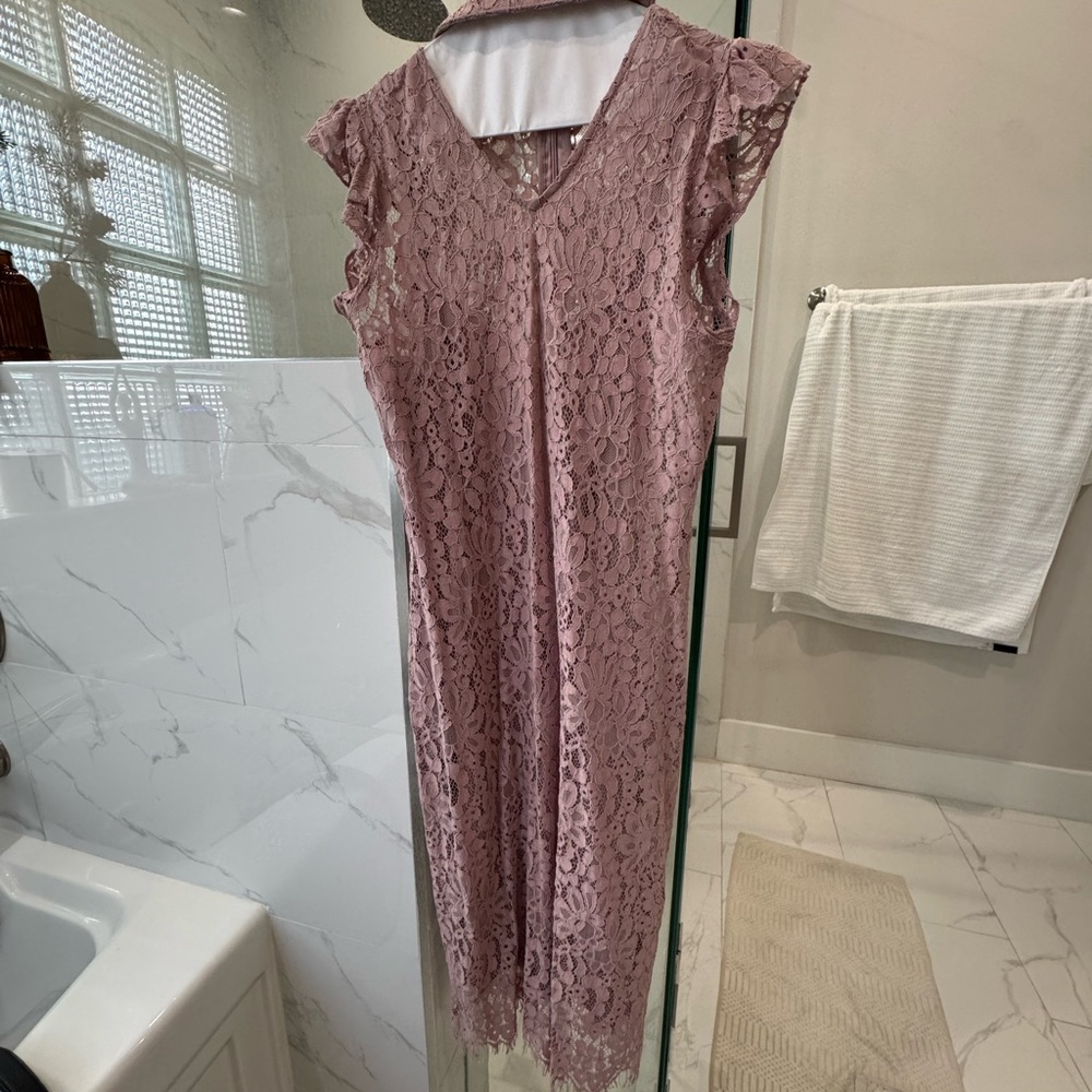 Bar III Mauve Lace Midi Dress